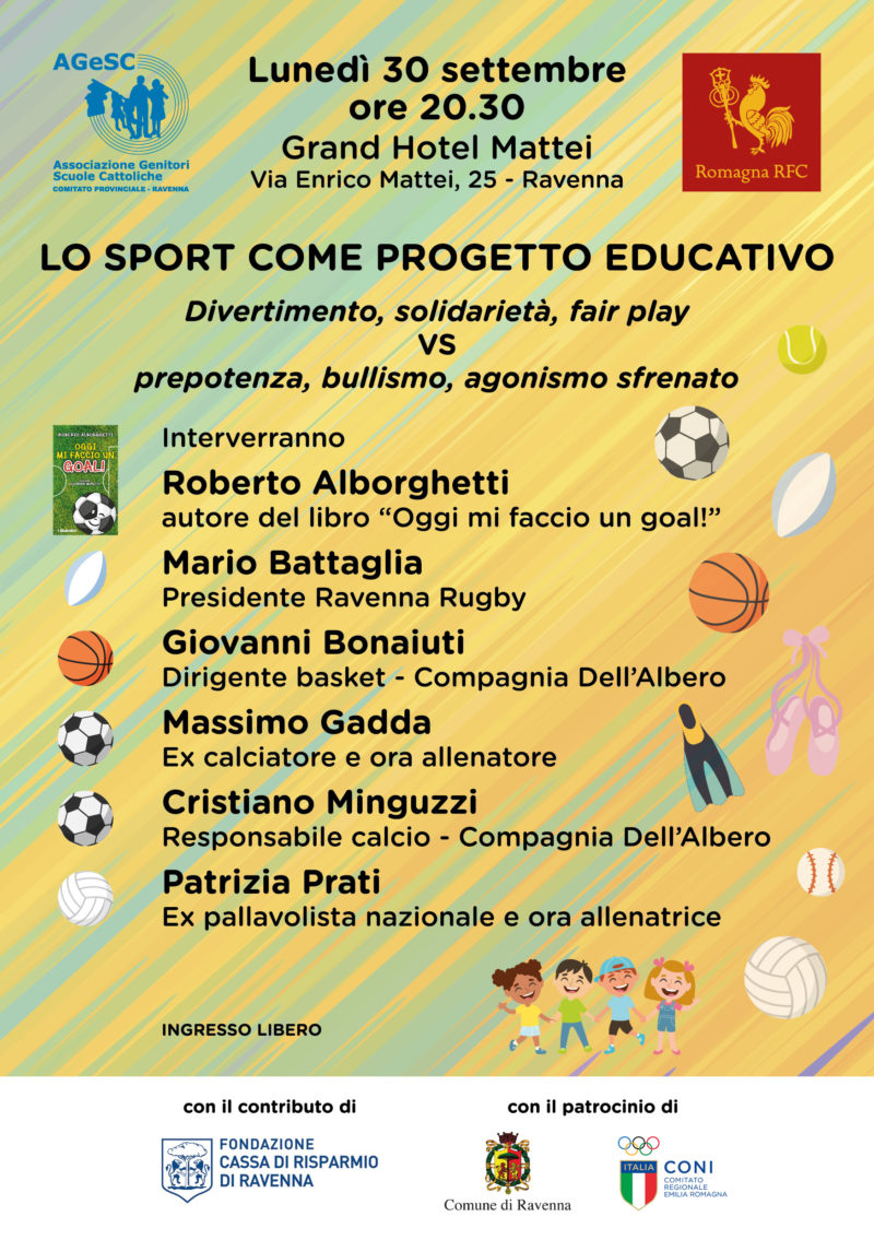 Lo sport come progetto educativo, il 30 settembre incontro a Ravenna