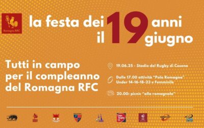 Il 19 giugno la festa dei 19 anni del Romagna RFC